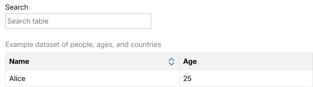 Searchable Table
